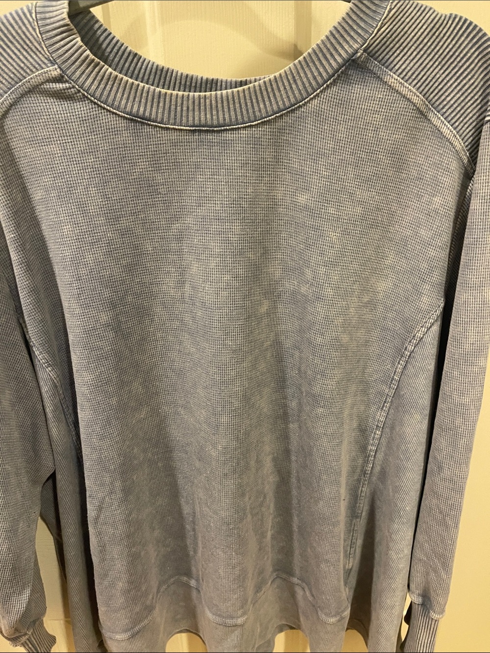 Woman’s velour  Blue Waffle-Knit Crewneck Sweater